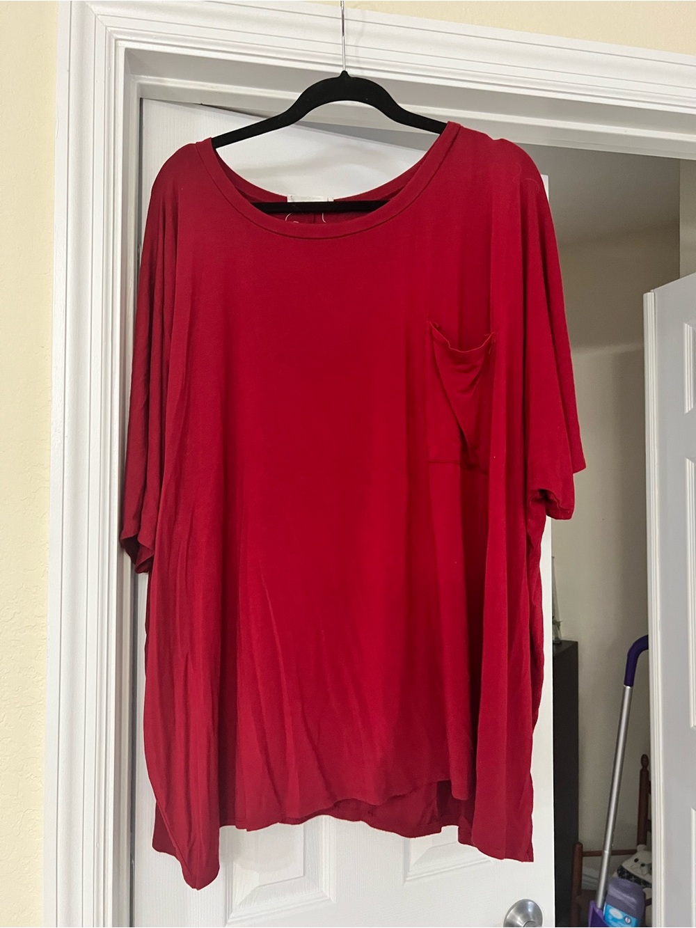 Zenana Red Women's Pocket Tee - Relaxed Short Sleeve Top